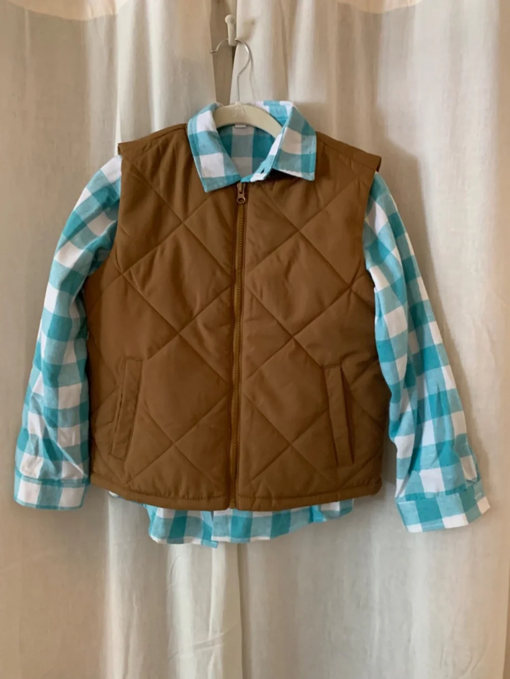 Old Navy Kids Quilted Puffer Vest Brown NWT Size L 10-12 Zip Front
